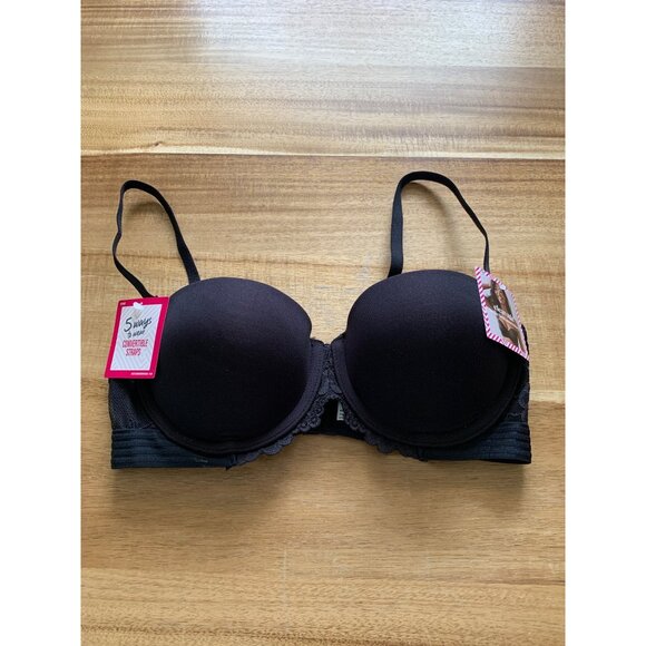 Maidenform Womens Black Lace Detail Multiway Push-Up Bra Size 34B - Picture 13 of 16